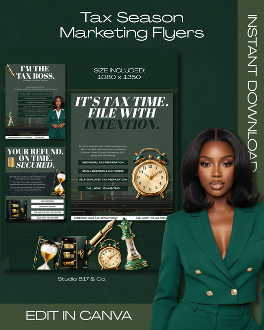 Tax Prep Flyer Bundle | Canva Editable Templates, Tax Season Marketing (Digital Download)