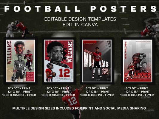 Football Poster Canva Template Bundle | 4 Editable Designs + Website-Exclusive AI Prompt