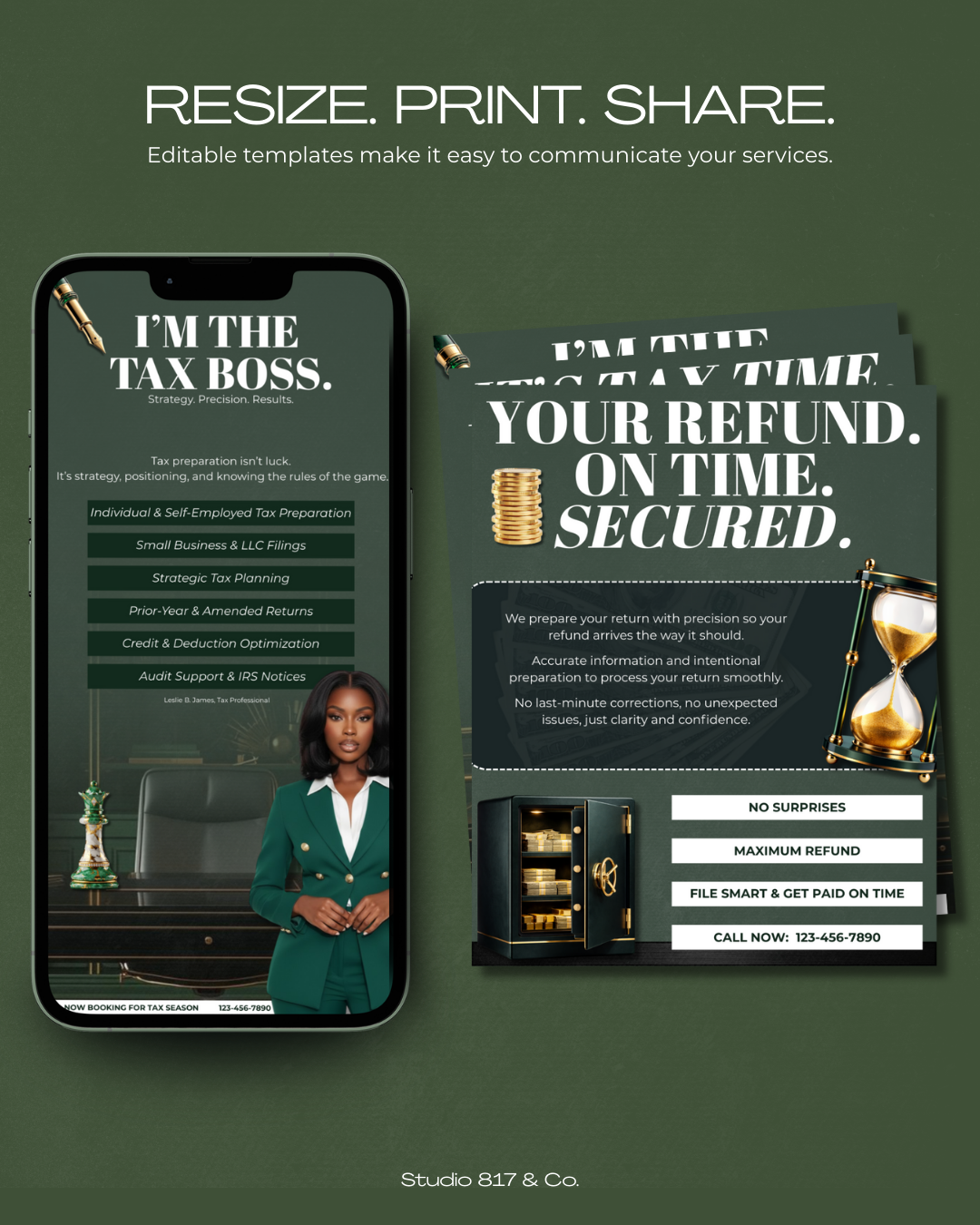 Tax Prep Flyer Bundle | Canva Editable Templates, Tax Season Marketing (Digital Download)