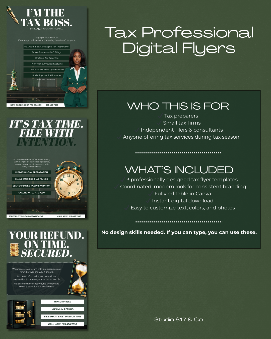 Tax Prep Flyer Bundle | Canva Editable Templates, Tax Season Marketing (Digital Download)