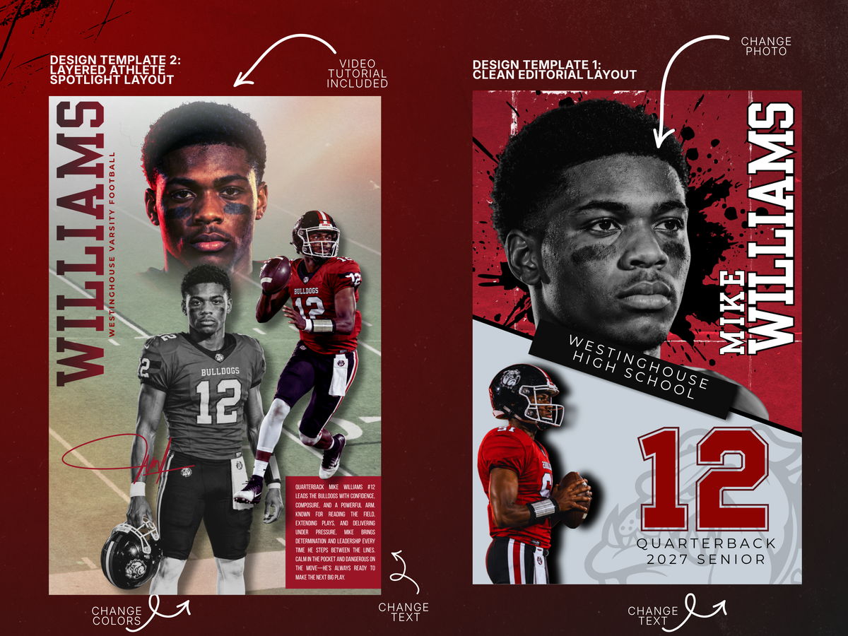 Football Poster Canva Template Bundle | 4 Editable Designs + Website-Exclusive AI Prompt