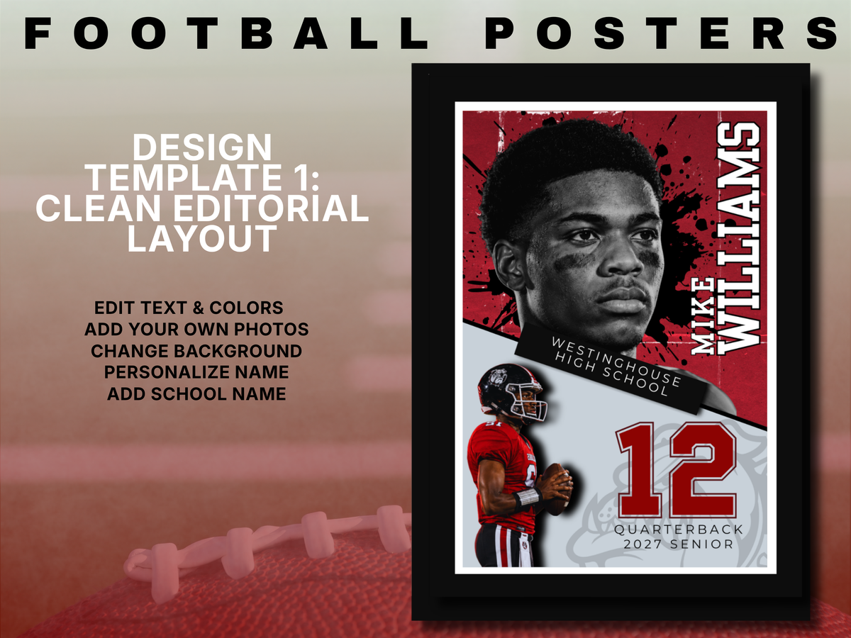 Football Poster Canva Template Bundle | 4 Editable Designs + Website-Exclusive AI Prompt