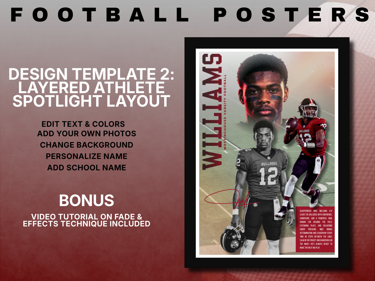 Football Poster Canva Template Bundle | 4 Editable Designs + Website-Exclusive AI Prompt