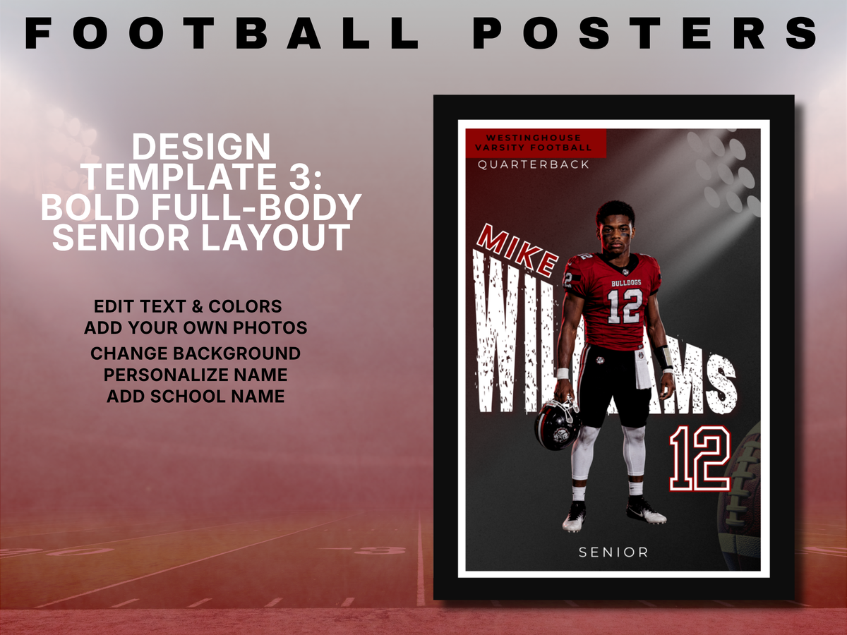 Football Poster Canva Template Bundle | 4 Editable Designs + Website-Exclusive AI Prompt