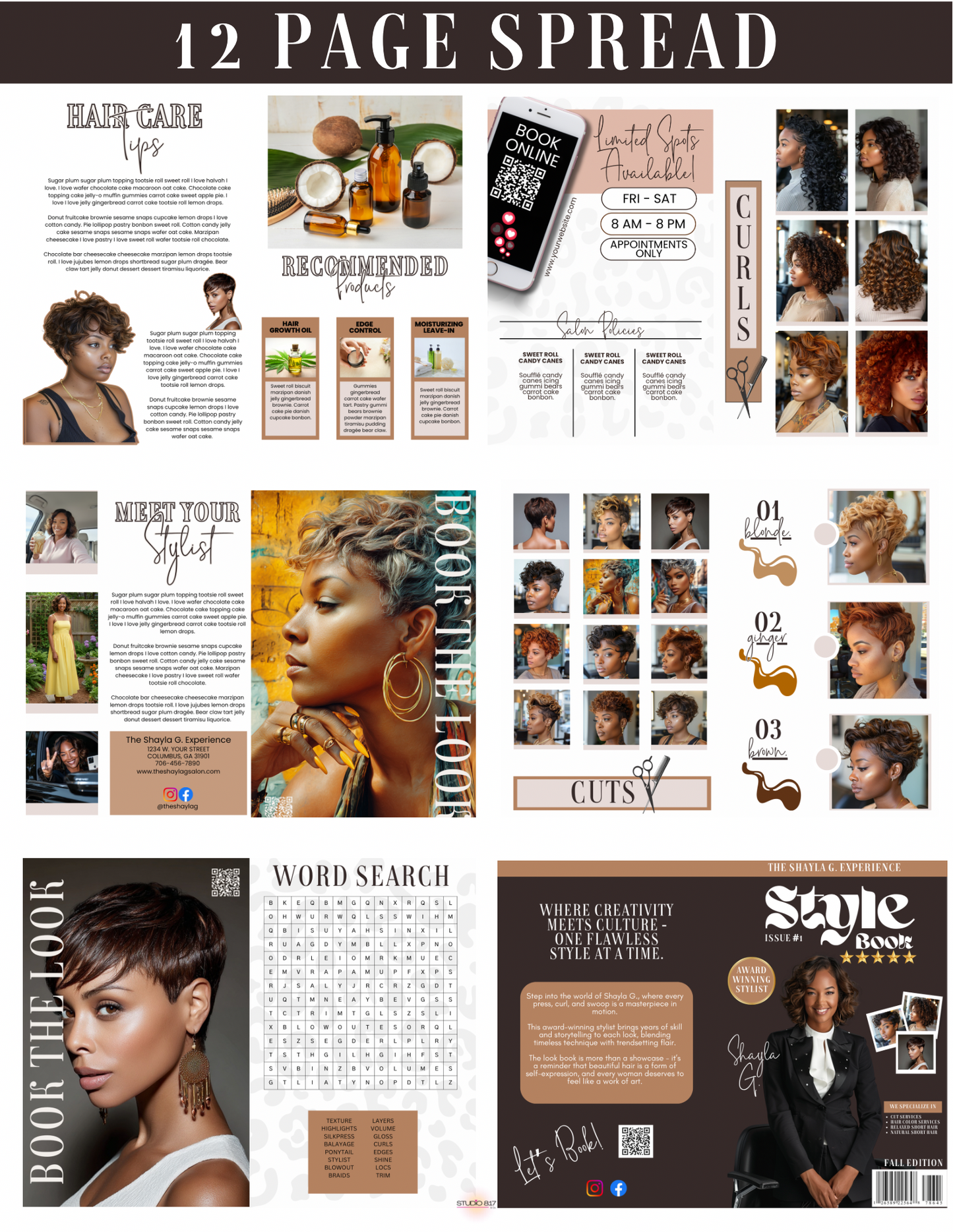 Hair Stylist Lookbook Template | Hair Magazine Booklet | Editable Canva Template | Salon Portfolio | 5.5x8.5 Mini Magazine | Hair Printable