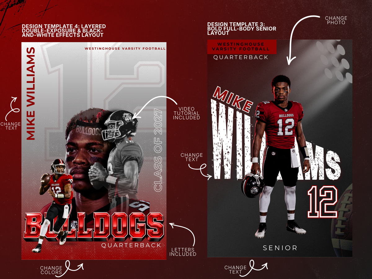 Football Poster Canva Template Bundle | 4 Editable Designs + Website-Exclusive AI Prompt