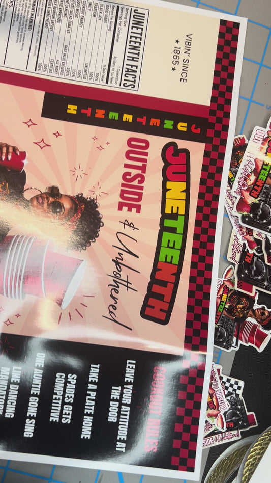 Juneteenth Party Collection Bundle | Editable Canva Templates | Cutwater Wrap, Chip Bag, Cup Sticker & Water Bottle Label